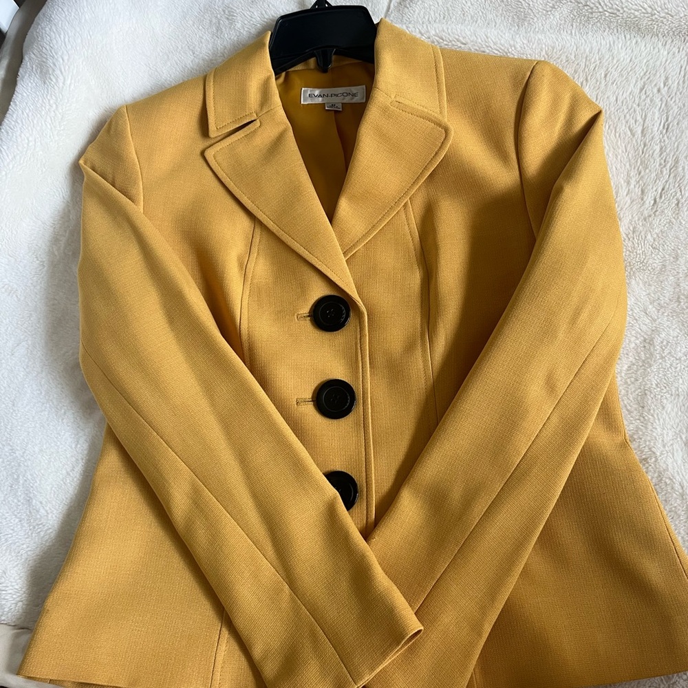 Yellow Blazer Classic Structured Suit Jacket